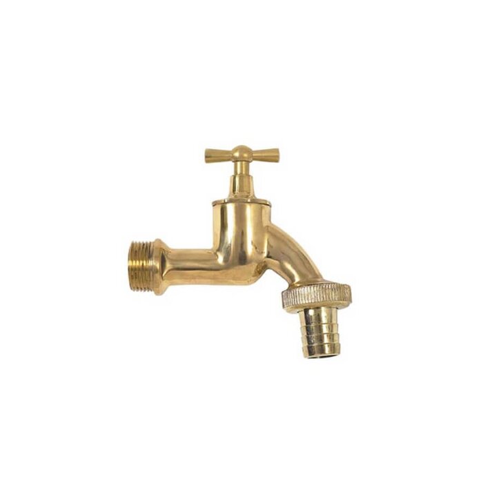 4Rain Slim wandtank regenton - 350 liter beige - Messing tapkraan