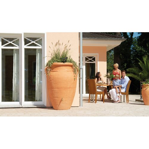 Garantia Regenton Antique amphora - 250 tot 600 liter - Inclusief plantenbak en messing tapkraan