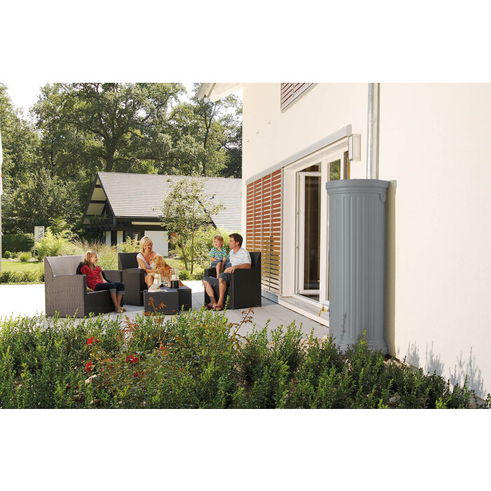 Garantia Column regenton grijs - 330 t/m 1000 liter - Zuilvormig met chromen tapkraan