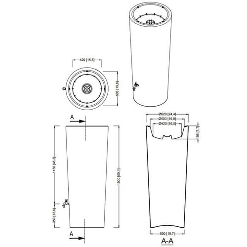 Garantia Natura Sahara design regenton - 350 liter - Inclusief plantenbak