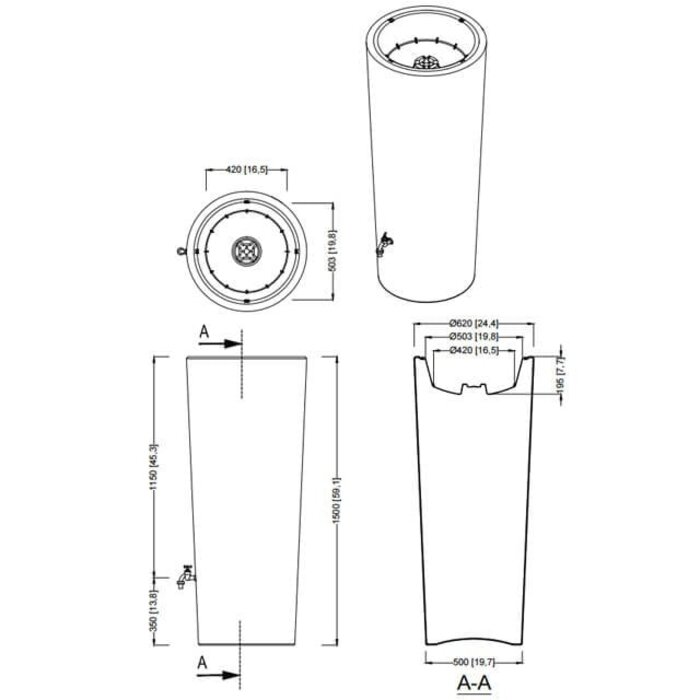 Garantia Natura Sahara design regenton - 350 liter - Inclusief plantenbak