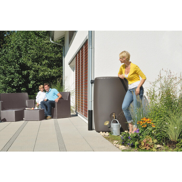 Garantia Sunda regenton - 300 liter mokka - Rotan ontwerp