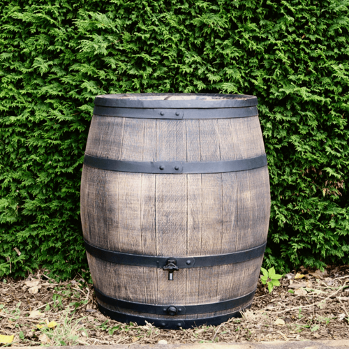 Roto Houtlook regenton bruin - 240 liter - Inclusief deksel en kraantje
