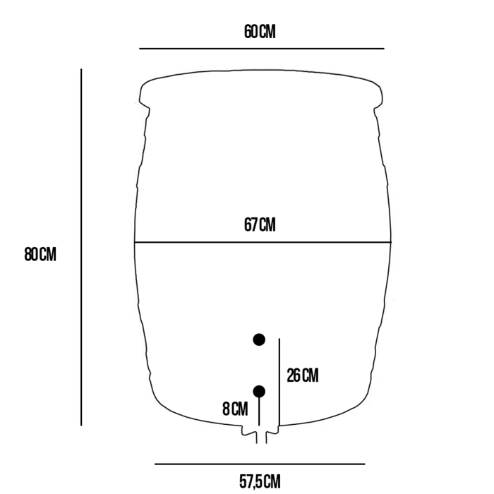 Roto Houtlook regenton bruin - 240 liter - Inclusief deksel en kraantje