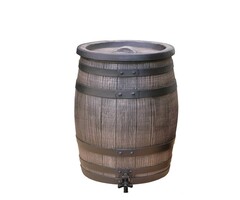 Roto Houtlook regenton bruin - 50 liter - Inclusief deksel en kraantje