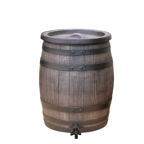 Roto Houtlook regenton bruin - 50 liter - Inclusief deksel en kraantje