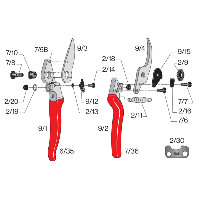 Felco 9/1 Handgreep - Voor bovenmes - Felco 9 snoeischaar