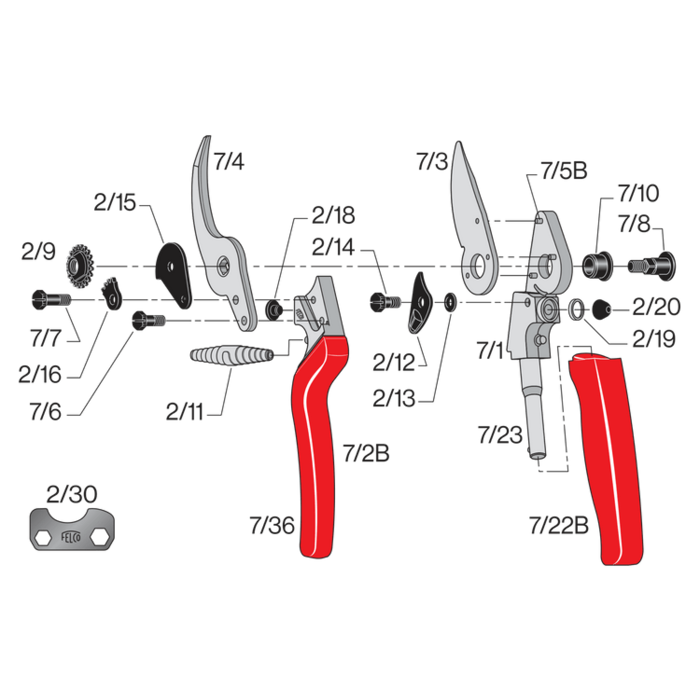 Felco 7/2 handgreep zonder ondermes - Voor Felco 7 en 8