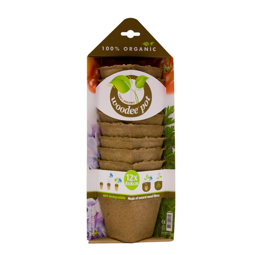 HGA Woodee Biologische Oppotjes - Set van 12 - 8 x 7 cm