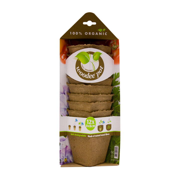 HGA Woodee Biologische Oppotjes - Set van 12 - 8 x 7 cm