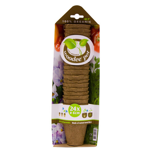 HGA Woodee Biologische Oppotjes - Set van 24 - 6 x 6,5 cm