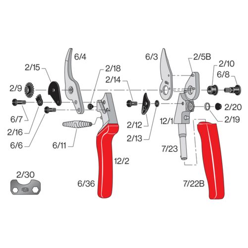 Felco 12/1 handgreep - zonder bovenmes - Felco 12