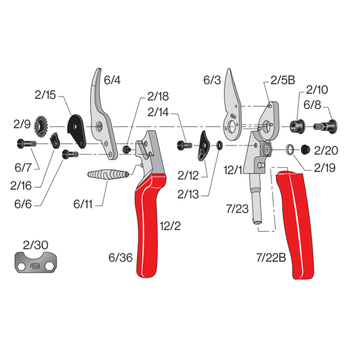 Felco 12/1 handgreep - zonder bovenmes - Felco 12