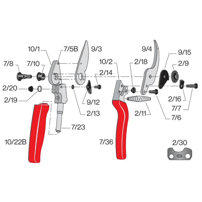 Felco 10/1 handgreep - zonder ondermes - Felco 10