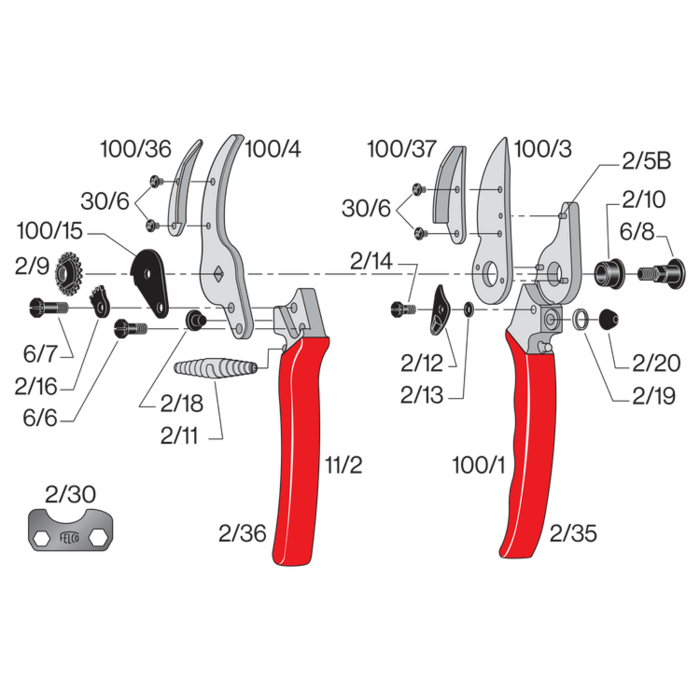 Felco 100/1 handgreep - zonder bovenmes - Felco 100