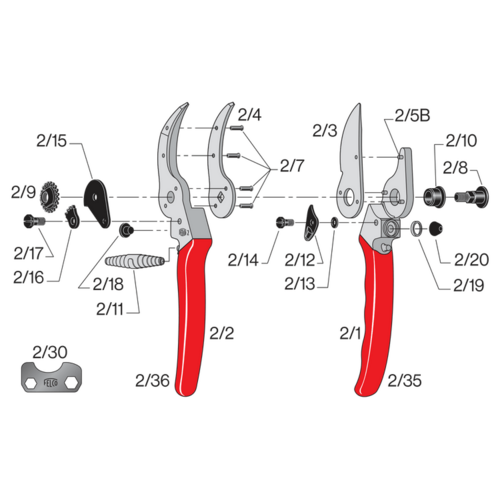 Felco 2/36 rode plastic ondergreep - Felco 2 en Felco 11