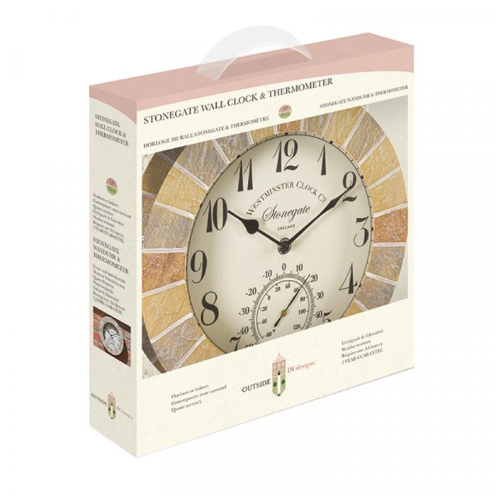 Smart Garden Products Stonegate Crème Wandklok - 2 in 1 - 25 cm