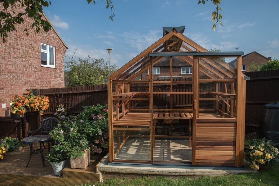 Gabriel Ash Classic "Eight" - 245 cm breed - Schuifdeur - houten tuinkas