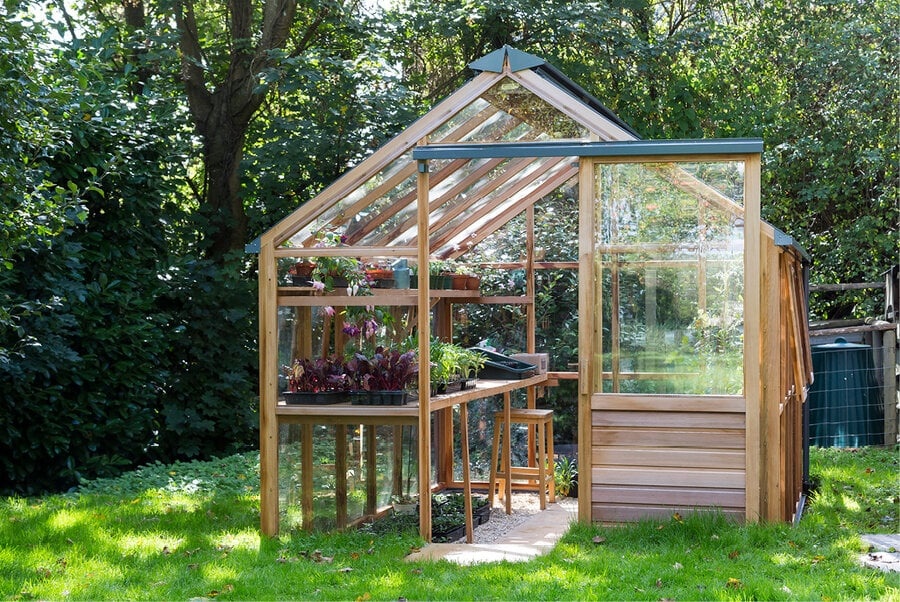 Gabriel Ash Classic "Eight" - 245 cm breed - Schuifdeur - houten tuinkas