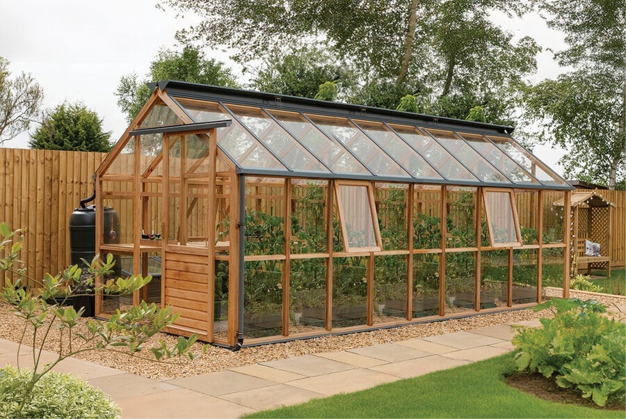 Gabriel Ash Classic "Eight" - 245 cm breed - Schuifdeur - houten tuinkas