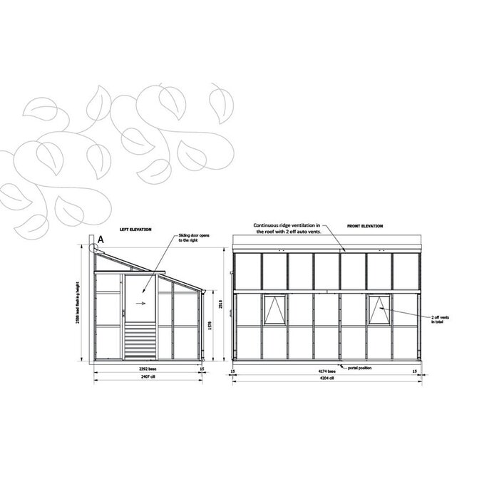 Gabriel Ash Classic "Lean-To Eight" - 240 cm breed - halve kweekkas