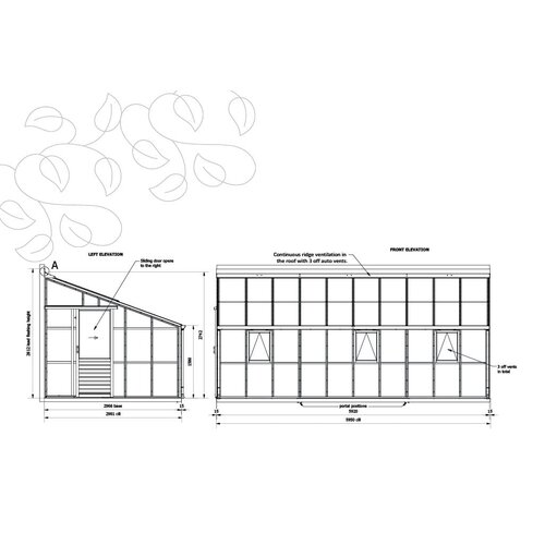 Gabriel Ash Classic "Lean-To Ten" - 3.00 meter breed - kweekkas tegen muur