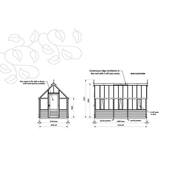 Gabriel Ash RHS "Hyde Hall" - houten onderrand - kweekkas