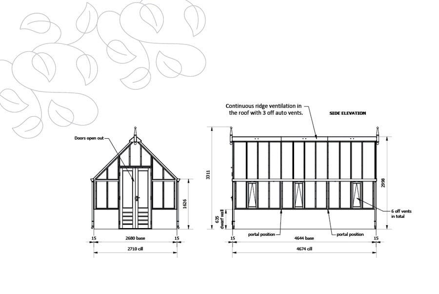 Gabriel Ash Cotswold "Nine" - Tuinkas - 271 cm breed