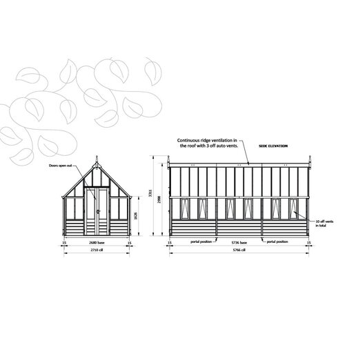 Gabriel Ash RHS "Harlow Carr" - houten onderrand - kweekkas