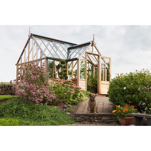 Gabriel Ash RHS "Portico" - kas houten onderrand - portiek - royale kas - citrusbomen kweken