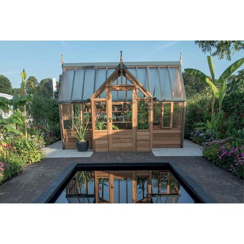 Gabriel Ash RHS "Portico" - kas houten onderrand - portiek - royale kas - citrusbomen kweken