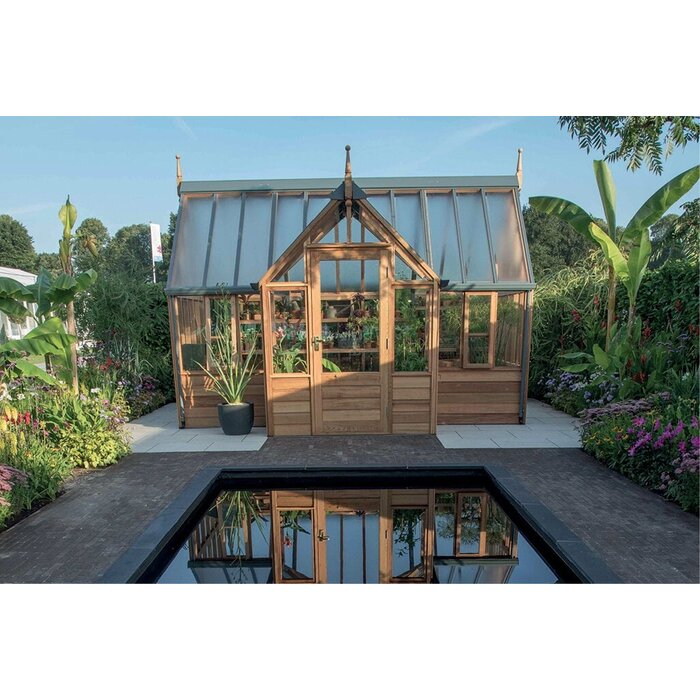 Gabriel Ash RHS "Portico" - kas houten onderrand - portiek - royale kas - citrusbomen kweken