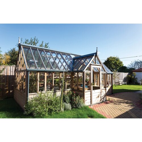 Gabriel Ash RHS "Portico" - kas houten onderrand - portiek - royale kas - citrusbomen kweken