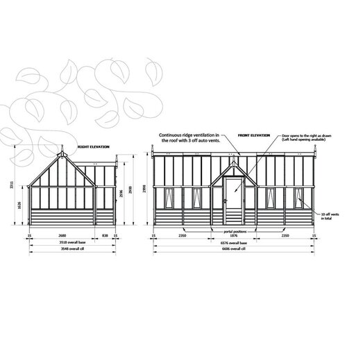 Gabriel Ash RHS "Portico" - kas houten onderrand - portiek - royale kas - citrusbomen kweken