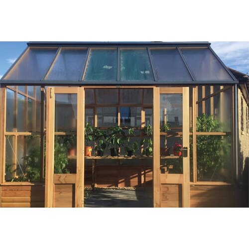 Gabriel Ash Planthouse "Eight" - op houten rand - verhoogde tuinkas - deur zijkant