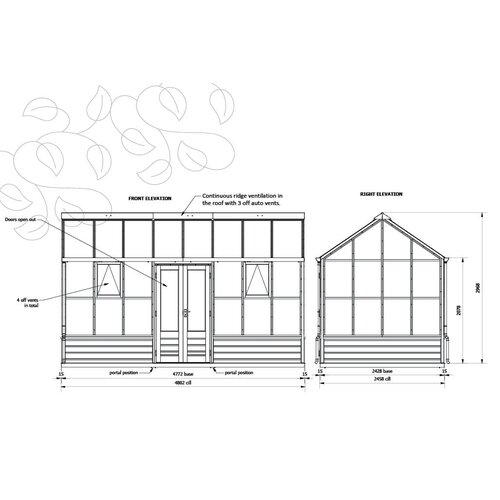 Gabriel Ash Planthouse "Eight" - op houten rand - verhoogde tuinkas - deur zijkant