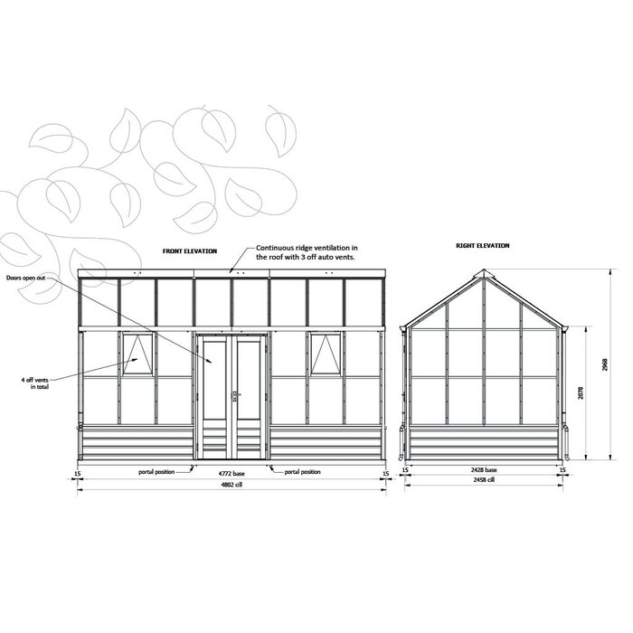 Gabriel Ash Planthouse "Eight" - op houten rand - verhoogde tuinkas - deur zijkant