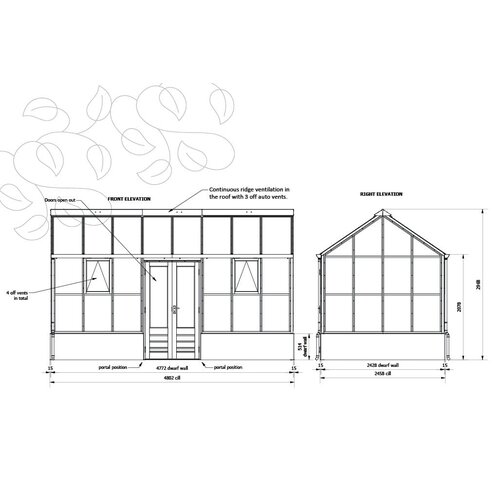 Gabriel Ash Planthouse "Eight" - op lage muur - verhoogde tuinkas - deur zijkant