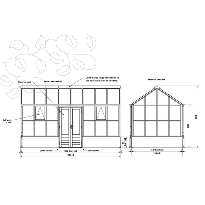 Gabriel Ash Planthouse "Eight" - op lage muur - verhoogde tuinkas - deur zijkant