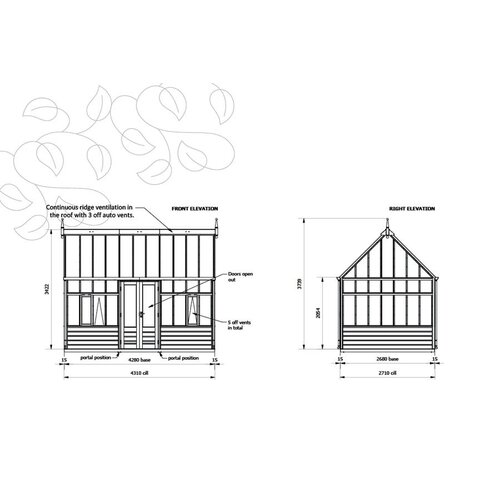 Gabriel Ash RHS Planthouse "Wisley" - houten onderrand - verhoogd - dubbele deur