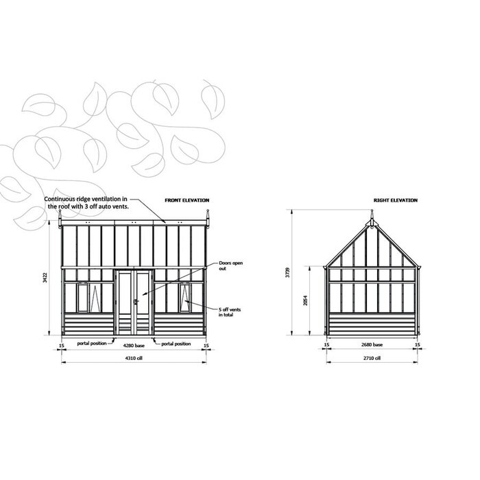 Gabriel Ash RHS Planthouse "Wisley" - houten onderrand - verhoogd - dubbele deur