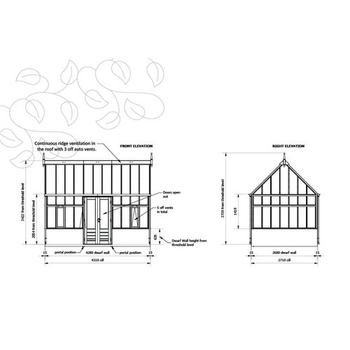 Gabriel Ash Cotswold Planthouse "Nine" - Verhoogd (374 cm)