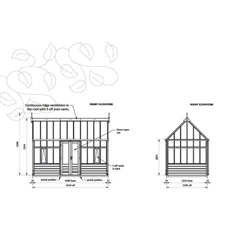 Gabriel Ash RHS Planthouse "Hyde Hall" - op houten onderrand - dubbele deur - verhoogd