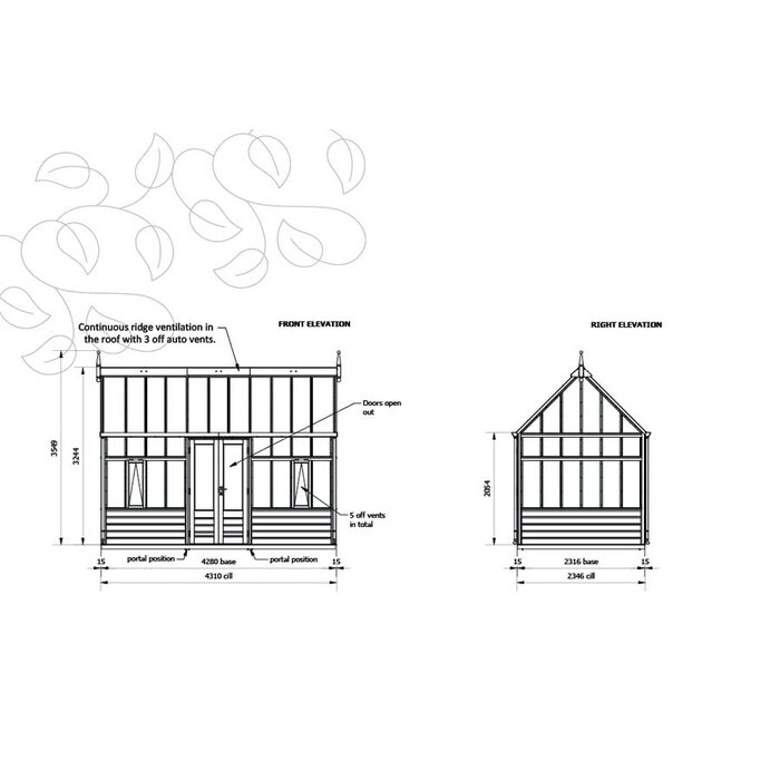 Gabriel Ash RHS Planthouse "Hyde Hall" - op houten onderrand - dubbele deur - verhoogd
