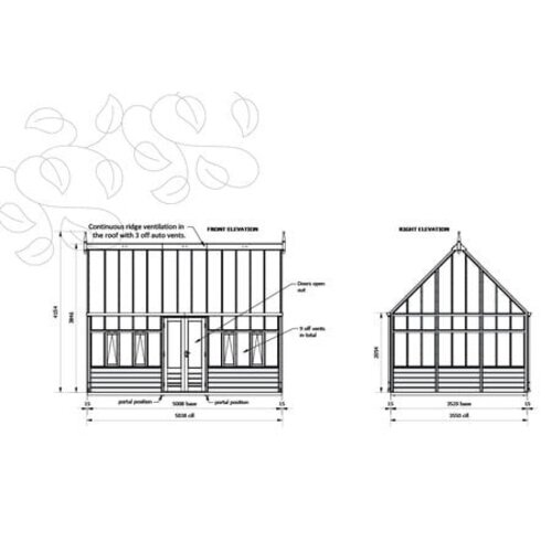 Gabriel Ash RHS Planthouse "Harlow Carr" - houten onderrand - verhoogd - dubbele deuren