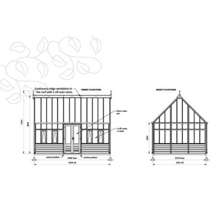 Gabriel Ash RHS Planthouse "Harlow Carr" - houten onderrand - verhoogd - dubbele deuren
