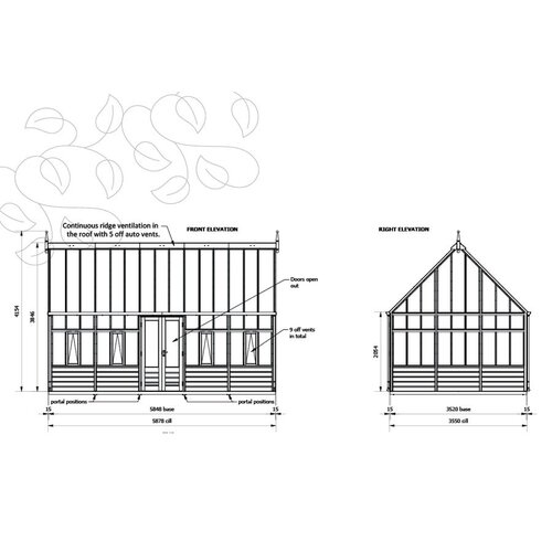 Gabriel Ash RHS Planthouse "Harlow Carr" - houten onderrand - verhoogd - dubbele deuren