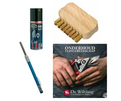 De Wiltfang Onderhoud set voor snoeischaar - slijppen - informatieboekje - olie - staaldraadborsteltje