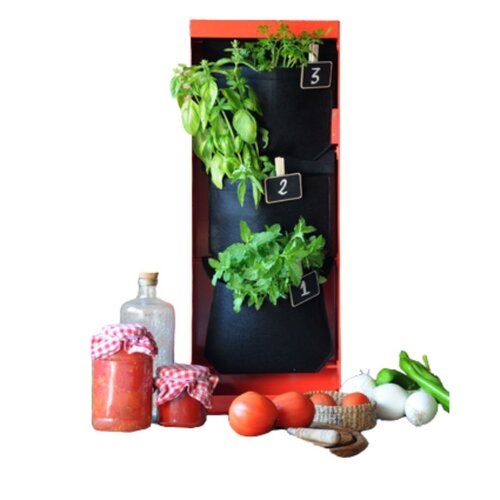 Herstera Kweekmuur - rood - verticaal tuinieren - 2 kweektas in kast