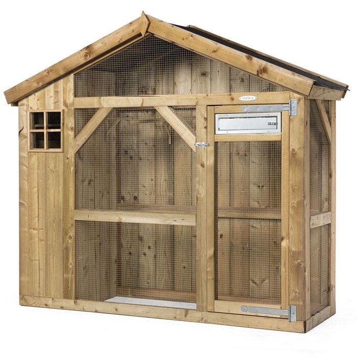 Voldux Volière S2 Links/Rechts - 215 x 70 x 185 cm - Hout - Schuin dak